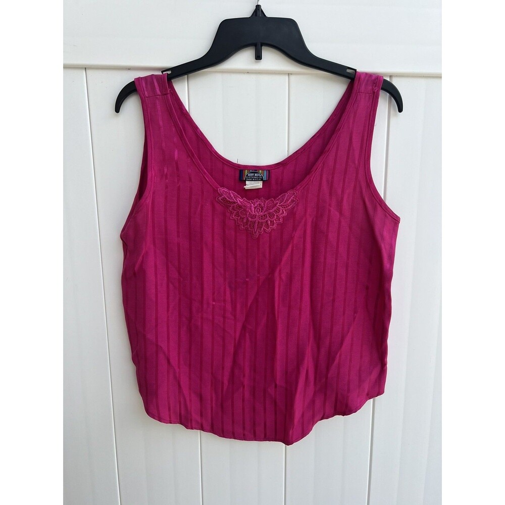 WHY NOT Clothing Co. Womens Tank Cami Bright Pink Acetate Size Medium Vtg